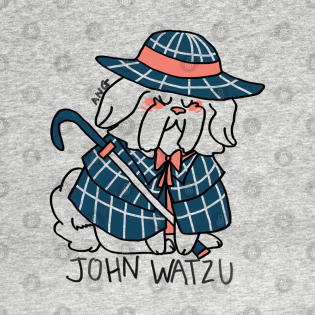 John Watzu - Shih Tzu Funny Dog Literature Pun Blue by angevie